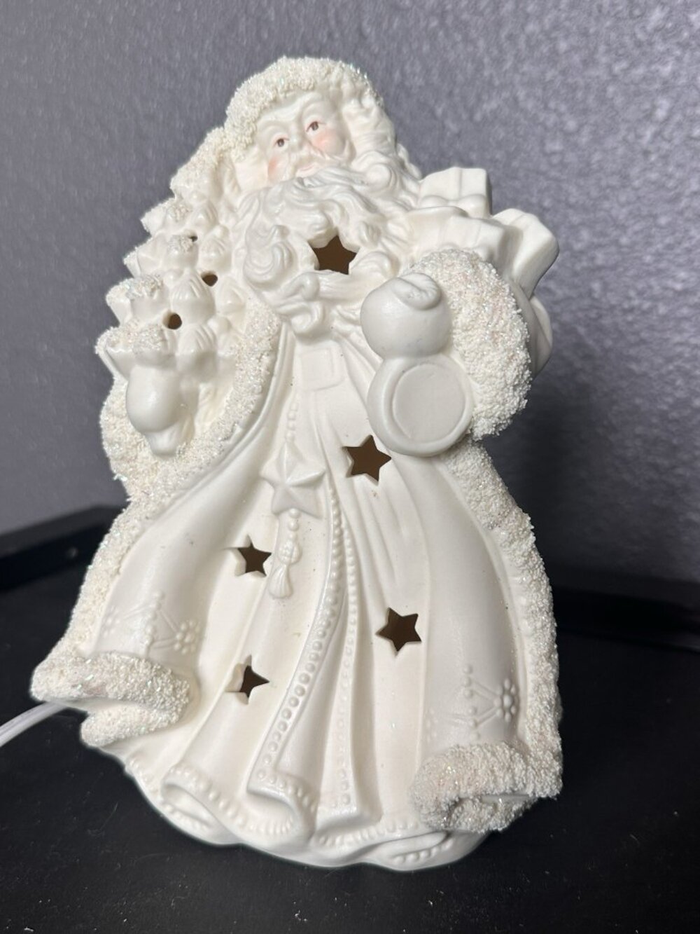Kirkland's Ceramic Santa Night Light Star Cutouts Glitter Christmas